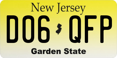 NJ license plate D06QFP