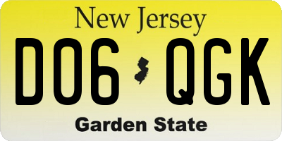 NJ license plate D06QGK