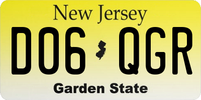 NJ license plate D06QGR