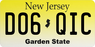 NJ license plate D06QIC