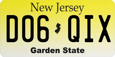 NJ license plate D06QIX