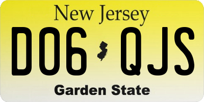 NJ license plate D06QJS