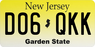 NJ license plate D06QKK
