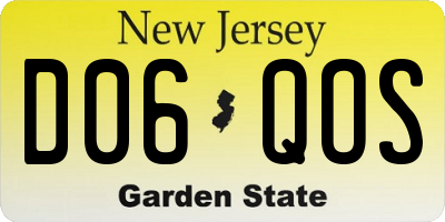 NJ license plate D06QOS