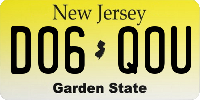NJ license plate D06QOU