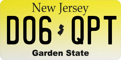 NJ license plate D06QPT