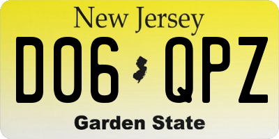 NJ license plate D06QPZ