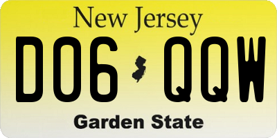 NJ license plate D06QQW