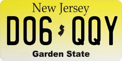 NJ license plate D06QQY