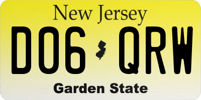 NJ license plate D06QRW