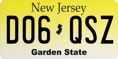 NJ license plate D06QSZ