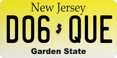NJ license plate D06QUE