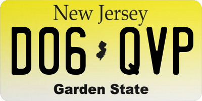 NJ license plate D06QVP