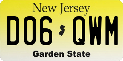 NJ license plate D06QWM