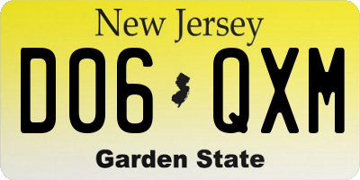 NJ license plate D06QXM