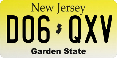 NJ license plate D06QXV