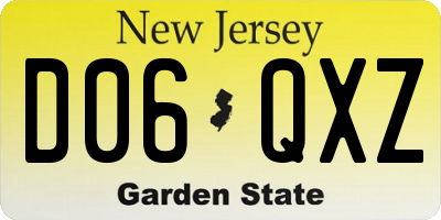 NJ license plate D06QXZ