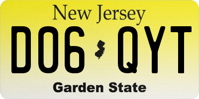 NJ license plate D06QYT