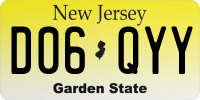 NJ license plate D06QYY