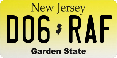 NJ license plate D06RAF