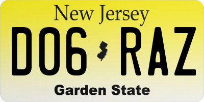 NJ license plate D06RAZ
