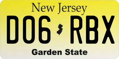 NJ license plate D06RBX