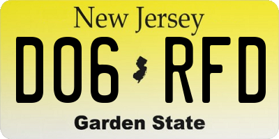 NJ license plate D06RFD