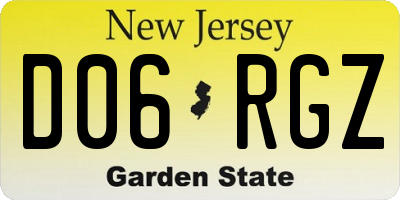 NJ license plate D06RGZ