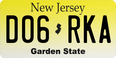 NJ license plate D06RKA