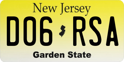 NJ license plate D06RSA