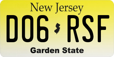 NJ license plate D06RSF