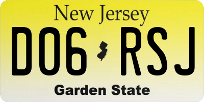 NJ license plate D06RSJ