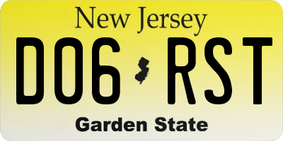 NJ license plate D06RST