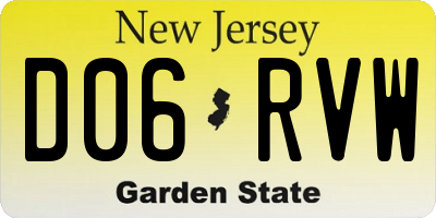 NJ license plate D06RVW