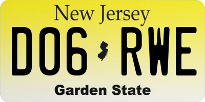 NJ license plate D06RWE