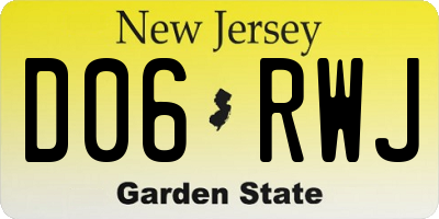NJ license plate D06RWJ