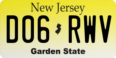 NJ license plate D06RWV