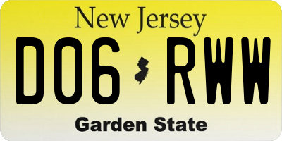 NJ license plate D06RWW