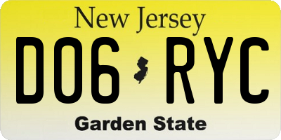NJ license plate D06RYC