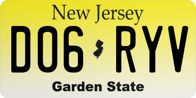 NJ license plate D06RYV