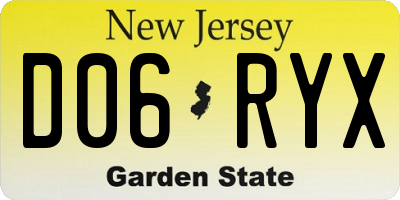 NJ license plate D06RYX