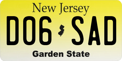 NJ license plate D06SAD