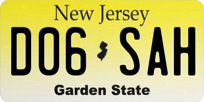 NJ license plate D06SAH