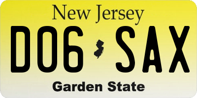 NJ license plate D06SAX