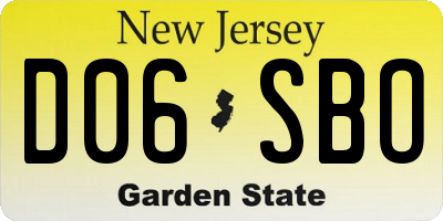 NJ license plate D06SBO