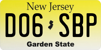 NJ license plate D06SBP