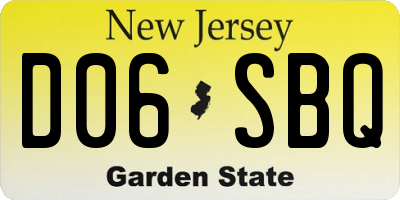 NJ license plate D06SBQ