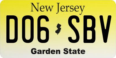 NJ license plate D06SBV