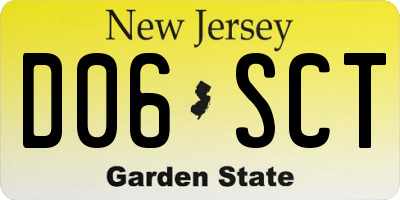 NJ license plate D06SCT