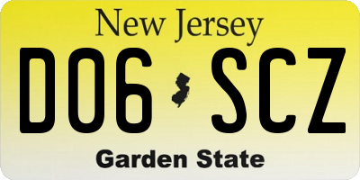 NJ license plate D06SCZ